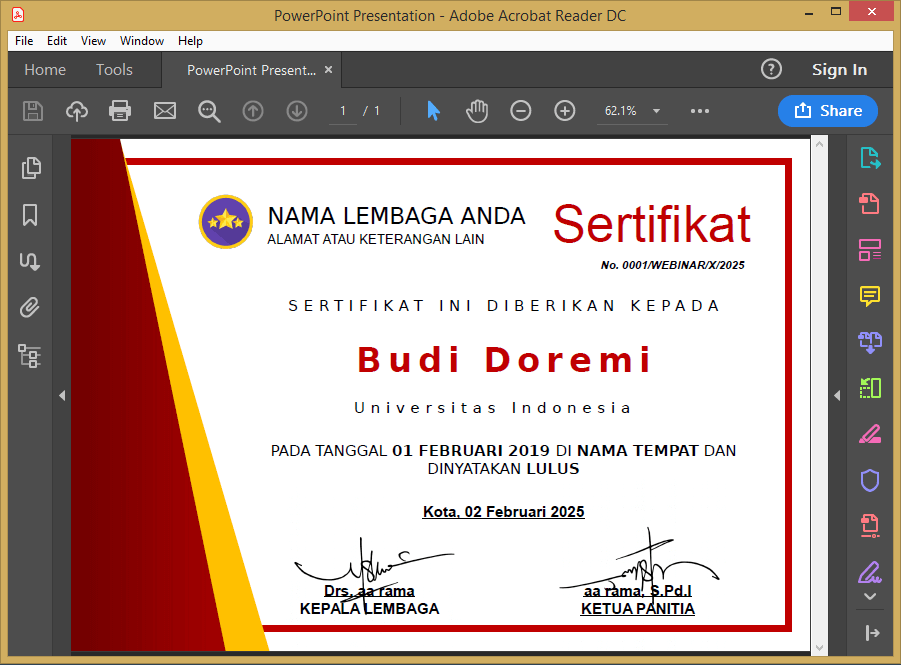 contoh sertifikat seminar