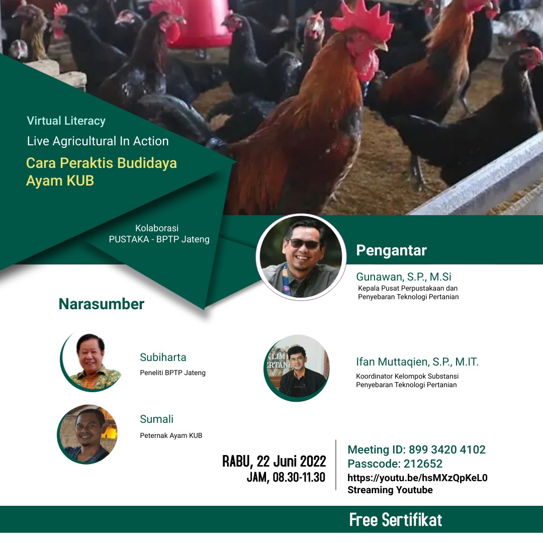sertifikat e-Sertifikat  Virtual Literacy Live Agriculture in Action "Cara Praktis Budidaya Ayam KUB"