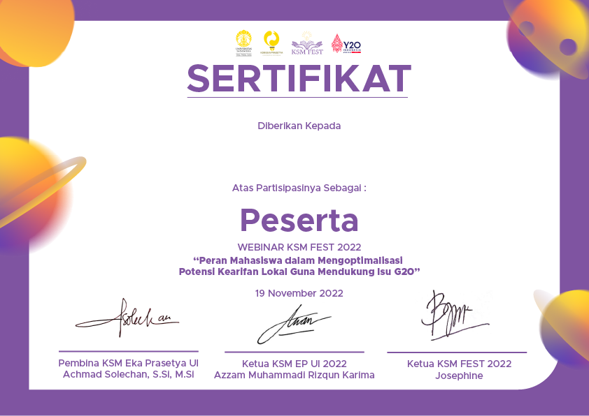 sertifikat e-Sertifikat Webinar KSM FEST 2022